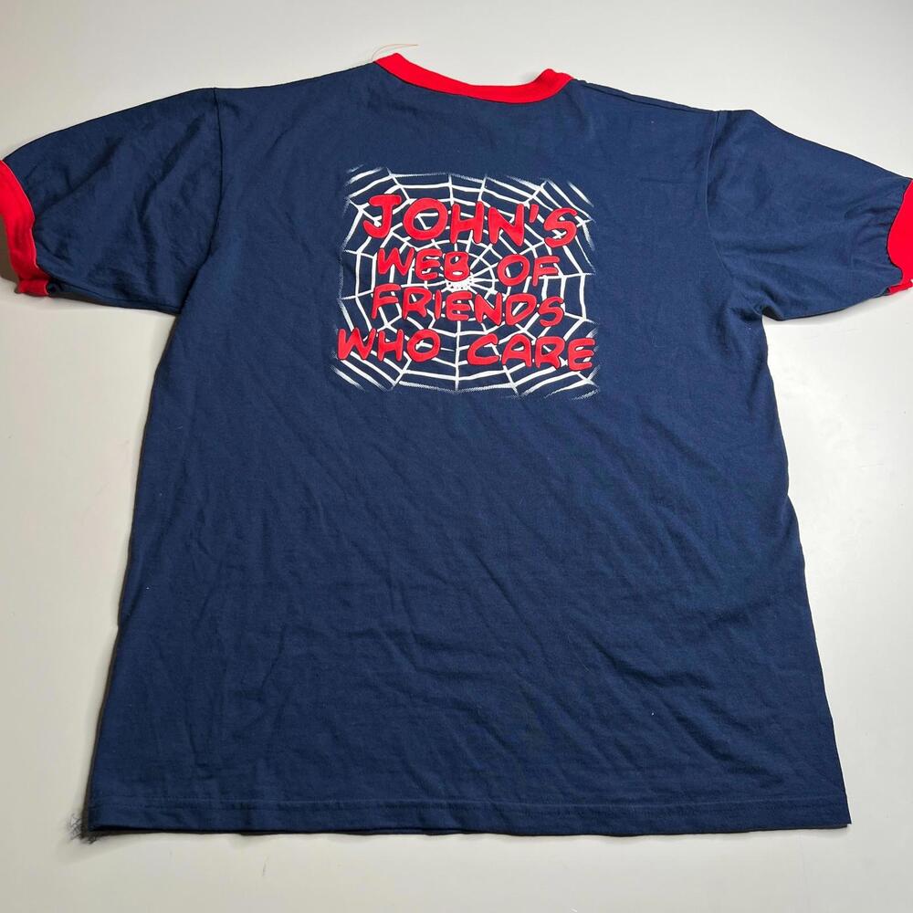 Vintage 90s Augusta Sportswear T-Shirt Adult L Blue Ringer‎ Spider Web Quote Tee